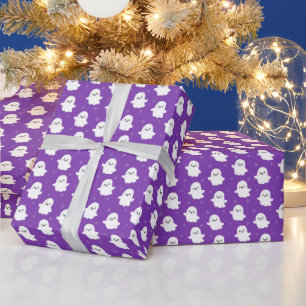 Papier Cadeau Motif de fantôme violet mignon – Conception d'Hall