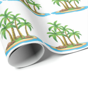 Papier Cadeau Motif de fête avec un palmier de plage mignon