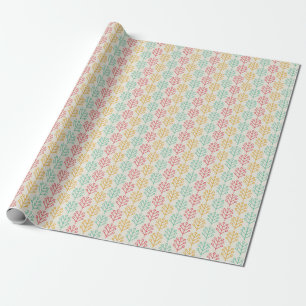 Papier Cadeau Motif de feuille lumineuse : rouge, jaune et sarce