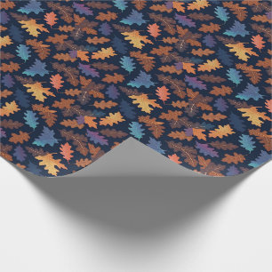 Papier Cadeau Motif de feuilles d'automne qui tombent Nature mot