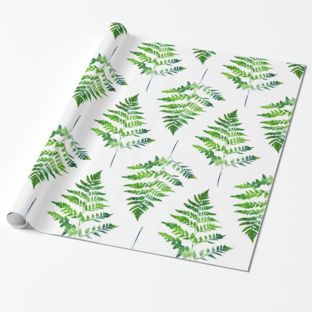 Papier Cadeau Motif de feuilles de fougère (Déroulé)