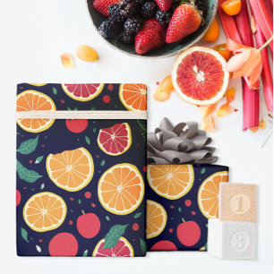Papier Cadeau Motif de feuilles d'orange de pample citron couleu