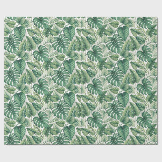 Papier Cadeau Motif de feuilles vertes