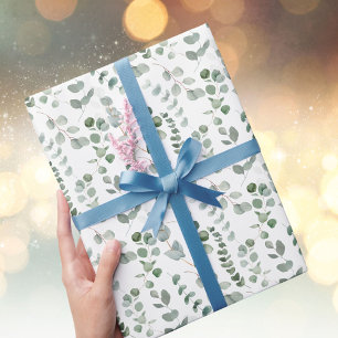 Papier Cadeau Motif de feuilles vertes tropicales d'eucalyptus