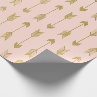 Papier Cadeau Motif de flèches de feuille d'or de Faux