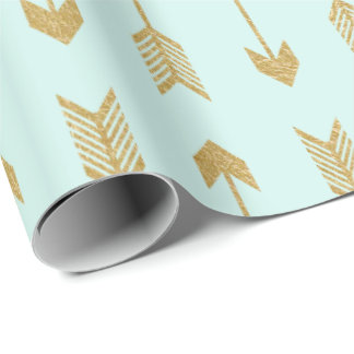 Papier Cadeau Motif de flèches de feuille d'or de Faux