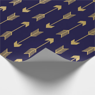 Papier Cadeau Motif de flèches de feuille d'or de Faux