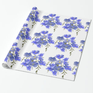 Papier Cadeau Motif de fleurs bleu violet