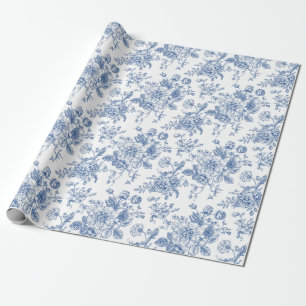 Papier Cadeau Motif de fleurs bleues