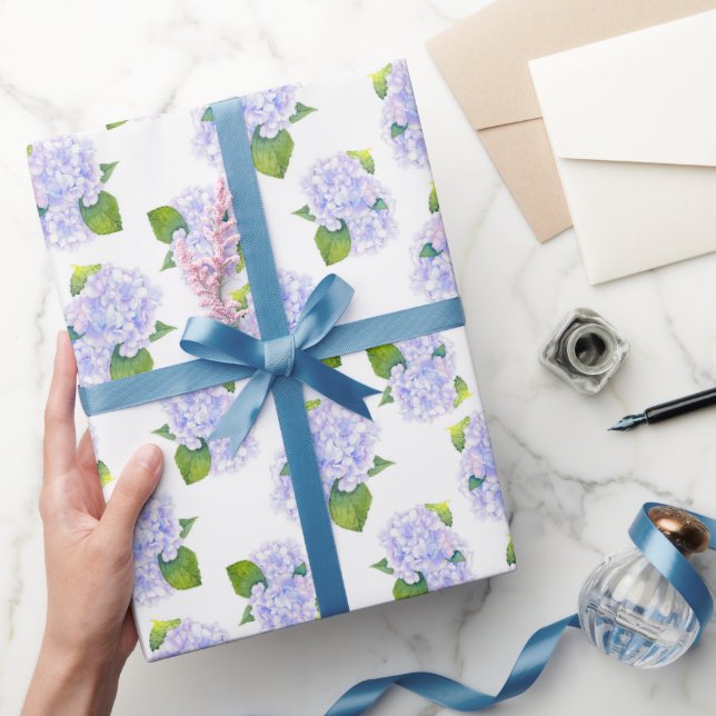 Papier Cadeau Motif de fleurs d'aquarelle Hydrangea (Cadeaux)