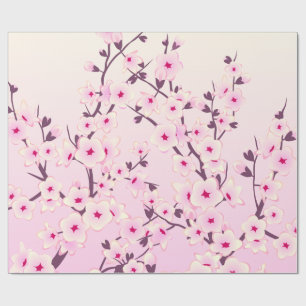 Papier Cadeau Motif de fleurs de cerisier rose floral