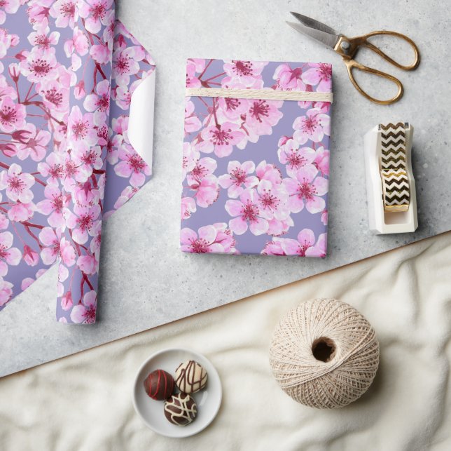 Papier Cadeau Motif de fleurs de cerisiers (Artisanat)