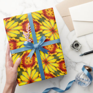 Papier Cadeau Motif de fleurs d'or