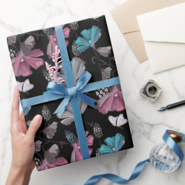 Papier Cadeau Motif de fleurs et de papillons