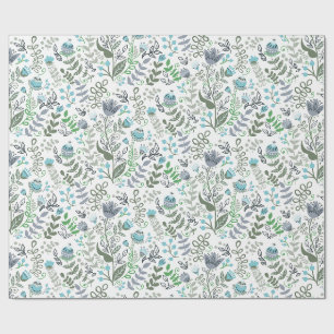 Papier Cadeau Motif de fleurs fantaisie d'art populaire polonais