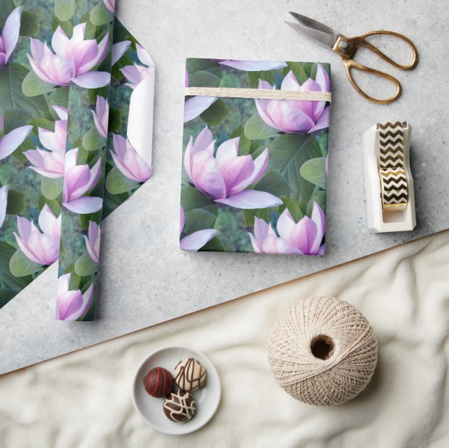 Papier Cadeau Motif de fleurs Magnolia (Artisanat)
