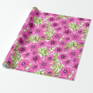 Papier Cadeau Motif de fleurs pétunia rose