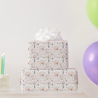 Papier Cadeau Motif de fleurs pressées vintage botanique bohème