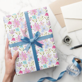 Papier Cadeau Motif de fleurs sauvages à l'aquarelle moderne