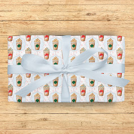 Papier Cadeau Motif de flocon de neige Latte de Noël