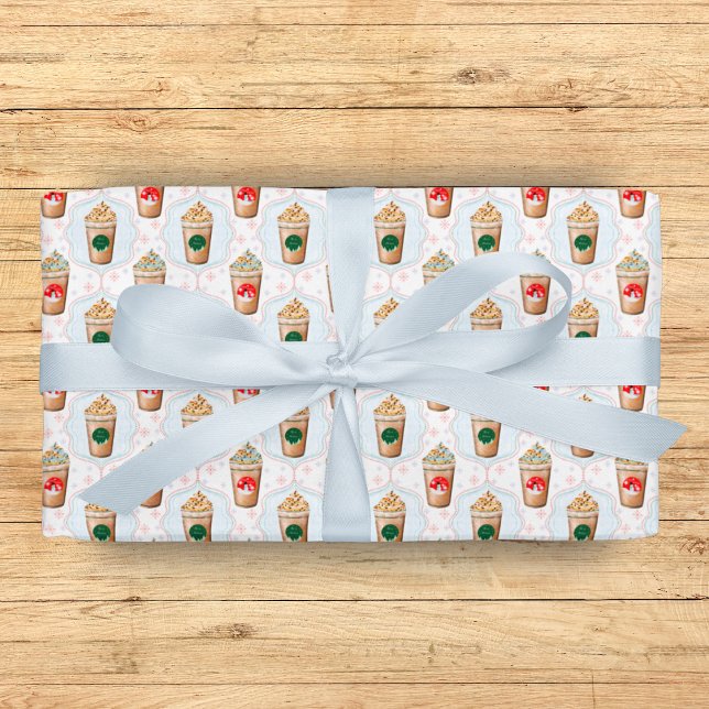 Papier Cadeau Motif de flocon de neige Latte de Noël (Gift warmth and cheer with Christmas Latte Ogee Snowflake Pattern Wrapping Paper!)