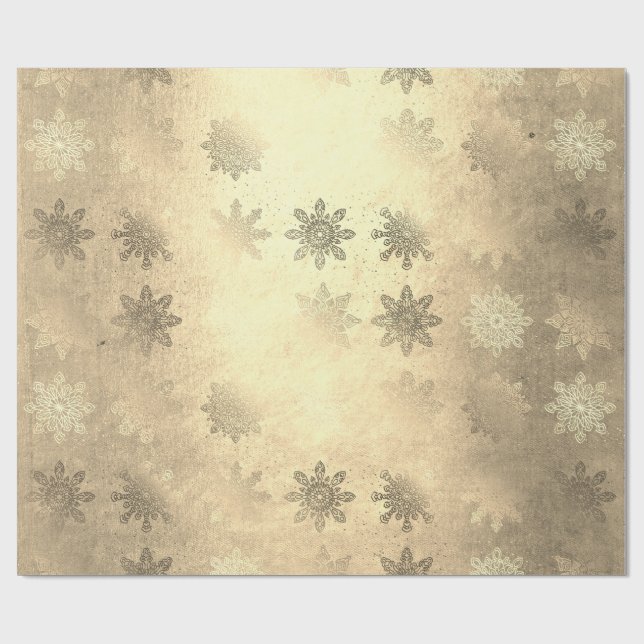 Papier Cadeau Motif de flocon de Noël en or moderne  (Plat)