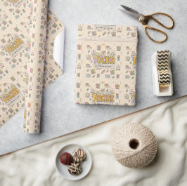 Papier Cadeau Motif de fournitures scolaires pour enseignant pas