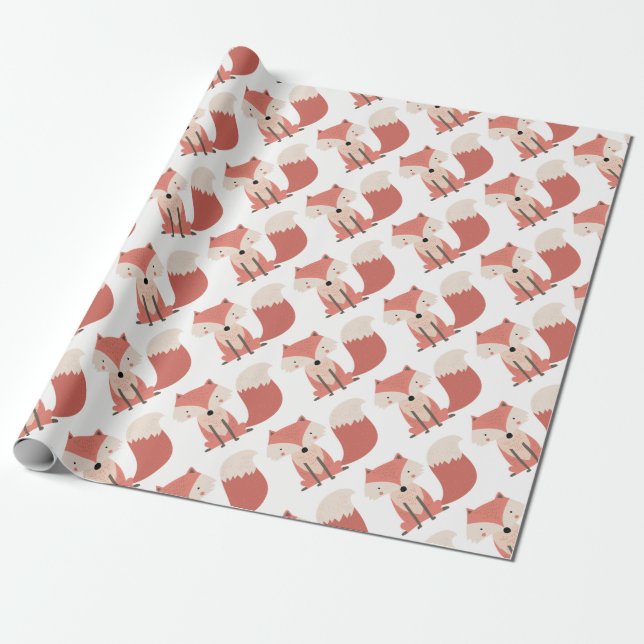 Papier Cadeau Motif de Fox de région boisée (Déroulé)