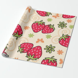 Papier Cadeau Motif de fraises