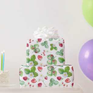 Papier Cadeau Motif de fraises d'aquarelle