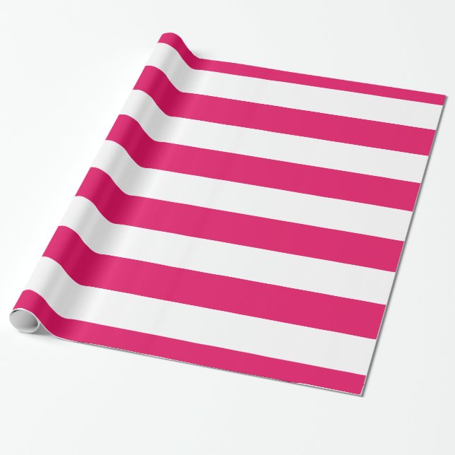 Papier Cadeau Motif de framboise, rayures XL blanches (Déroulé)