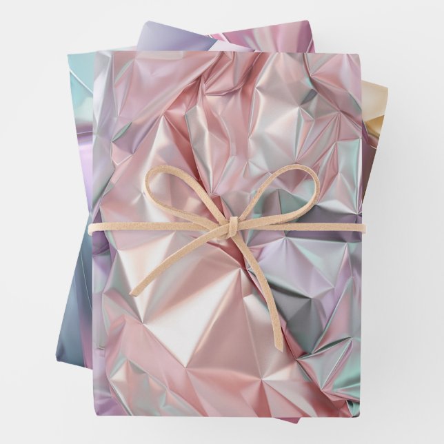 Papier Cadeau Motif de froissement de feuille métallique (En situation)