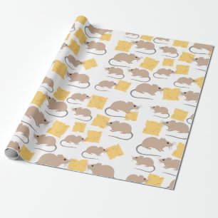 Papier Cadeau Motif de fromage mignon rongeur de la souris
