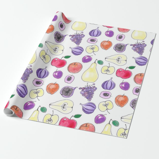 Papier Cadeau Motif de fruits (Déroulé)