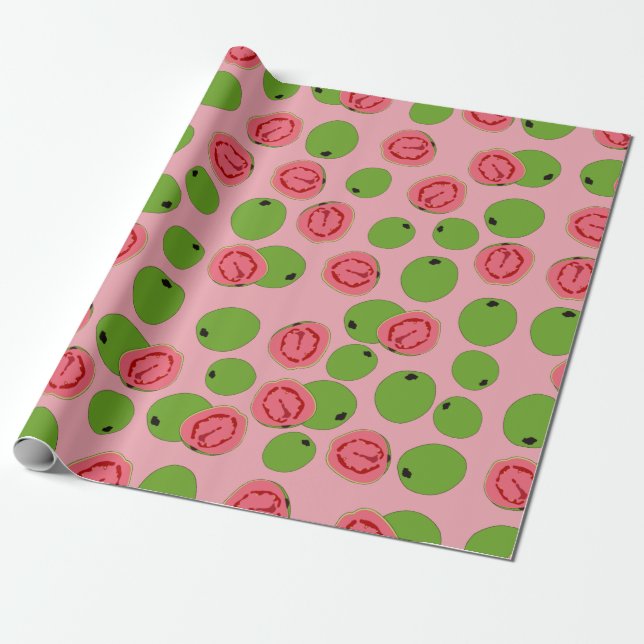 Papier Cadeau Motif de fruits de goyave (Déroulé)