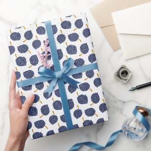 Papier Cadeau Motif de fruits de la bombe Abstraite bleue marine