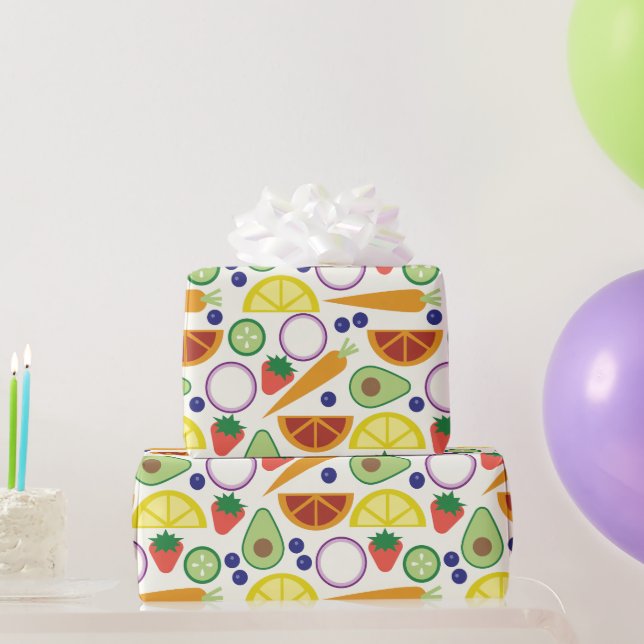Papier Cadeau Motif de fruits et légumes modernes (Cadeaux de fête)