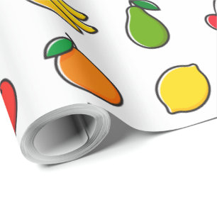 Papier Cadeau Motif de fruits mélangés colorés