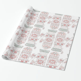 Papier Cadeau Motif de gants de Noël confits