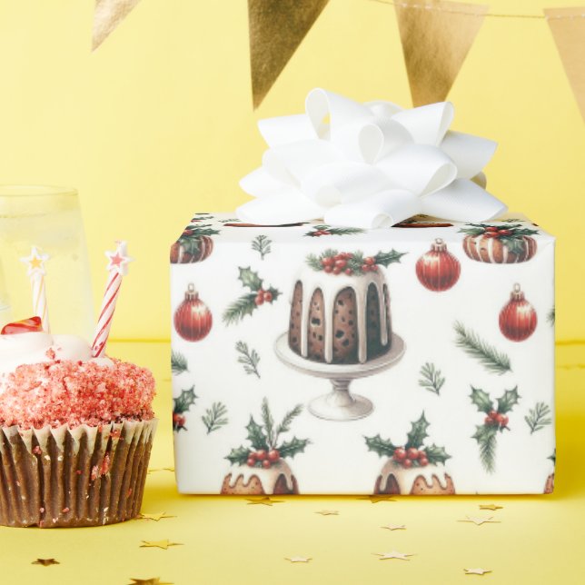 Papier Cadeau Motif de gâteau de Noël (Fête d'anniversaire)