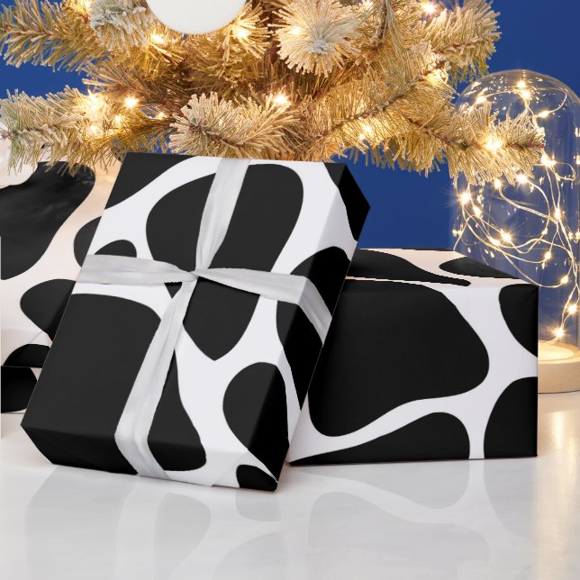 Papier Cadeau Motif de girafe noir et blanc (Vacances)