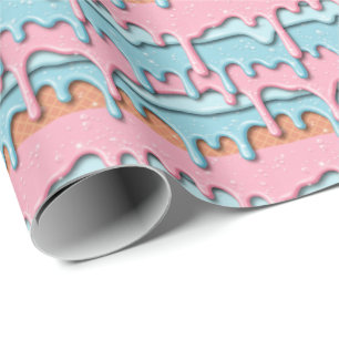 Papier Cadeau Motif de glace fondante en mosaïque mignonne 