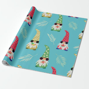 Papier Cadeau Motif de gnomes d'été mignons tenant des fruits 