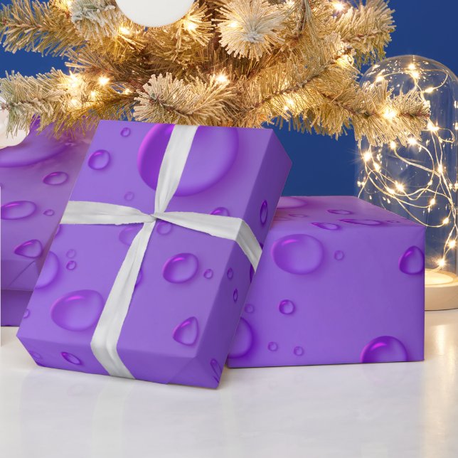 Papier Cadeau Motif de gouttes de pluie violette  (Vacances)