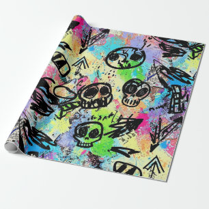 Papier Cadeau Motif de graffiti urbain coloré (1)