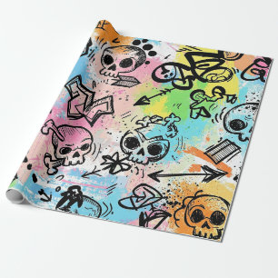 Papier Cadeau Motif de graffiti urbain coloré (6)
