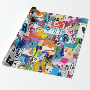 Papier Cadeau Motif de graffiti urbain coloré (8)