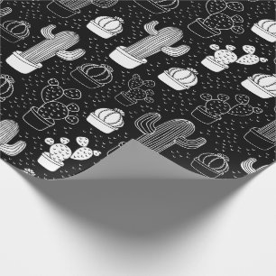 Papier Cadeau Motif de gribouillis noir et blanc