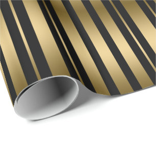 Papier Cadeau Motif De Grilles Noir Et Or Moderne