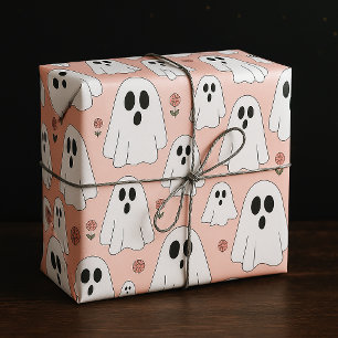 Papier Cadeau Motif de Halloween sans couture avec des fantômes